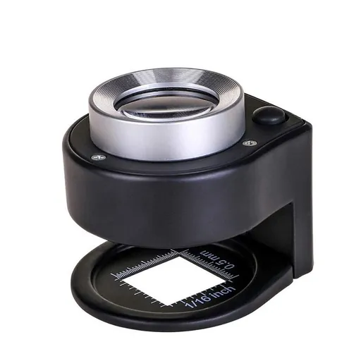 Handheld Microscope Magnifying Glass Jewelers Loupe with Light, Magnifier Portable Folding Scale Eye Loop for Textile Optical