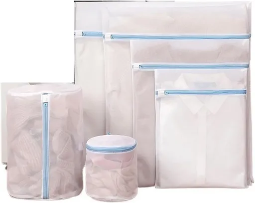 Laundry Bag - Blue Laundry Bags with Zipper - Fine Mesh Storage Bags - Protect Your Laundry and Washing Machine - Laundry Bags for Washing Bras, Underwear, Socks, Baby Clothes, Travel and Storage - Set of 6
