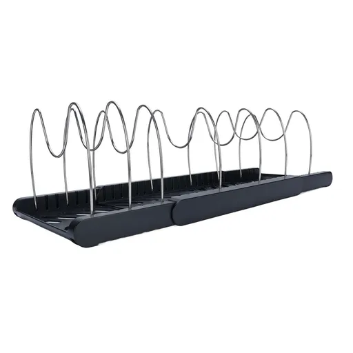 Pots and Pans Organizer Expandable Cookware Rack Adjustable Pan Organizer for Kitchen Black