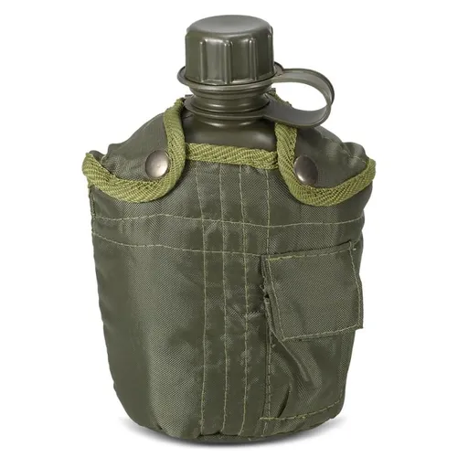 1L Outdoor Canteen Bottle, Camping Hiking Backpacking Water Bottle Kettle with Cover(green)
