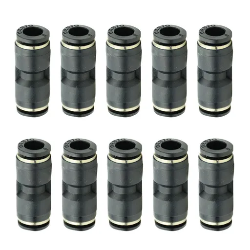Push to Connect Air Fitting, 6mm x 6mm Tube OD Pneumatic Plastic Air Compressor Tubing Fitting Straight Connect (Pack of 10)