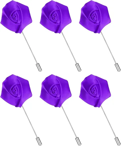 Rose Lapel Pin for Men, Satin Flower Lapel Pins Silk Brooch for Groom Business