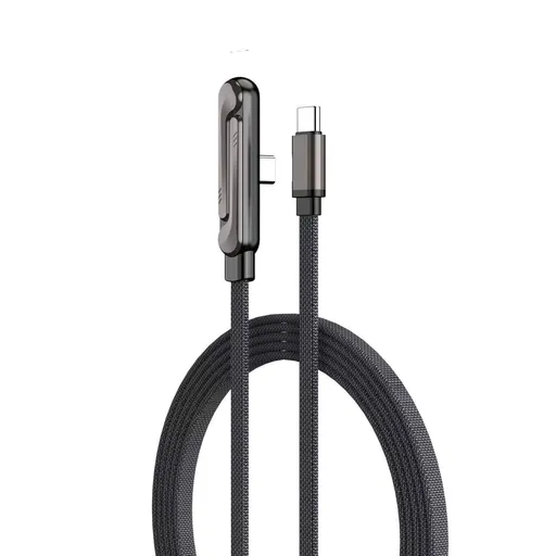 240W USB-C to USB-C Fast Charging Cable with Integrated Folding Phone Stand and 90 Degree Elbow for Mobile Gaming and Video Streaming