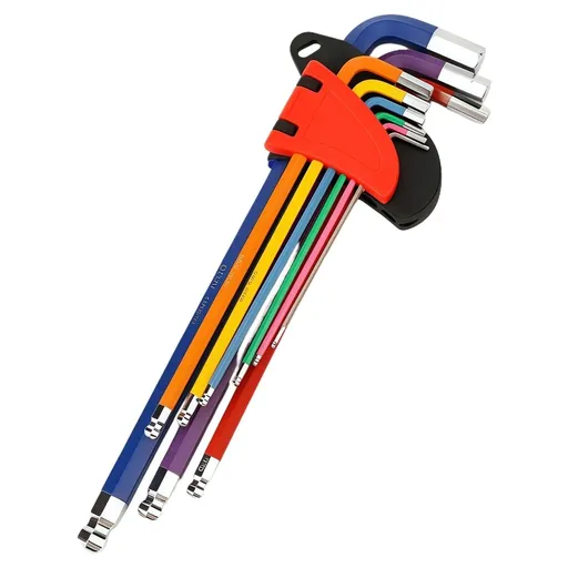 Hex Key Set With Unique Color Coding Premium Alloy Steel Tool Enhancing Grip Suitable For Precise Fastener Adjustments