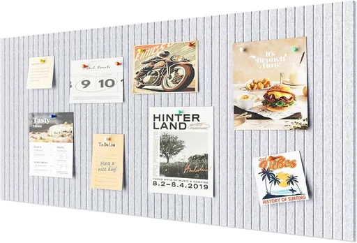 Silver-gray self-adhesive photo board, decorative felt and cork wall panel for photos and messages, acoustic panels bulletin board for home and office