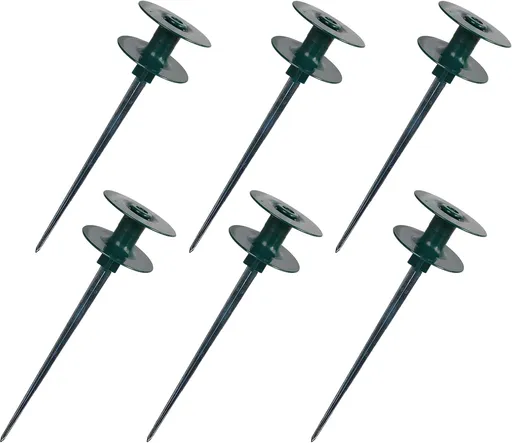 6 Pack Garden Hose Guide Spike, 10 Inch Rustproof Zinc Sturdy Metal Stake, Heavy Duty Spin Top, Keeps Garden Hose Out of Flower Beds for Plant Protection