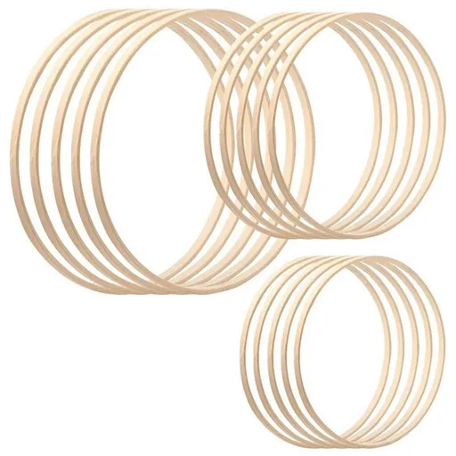Bamboo Floral Hoop, 15 Pack 3 Sizes Bamboo Wood Circle Ring for Wedding Decor and Crafts