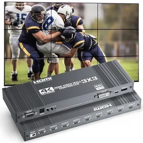 4K Video Wall Controller 3x3 Setup HDMI Processor 9 Outputs 17 Stitching Modes 1pc