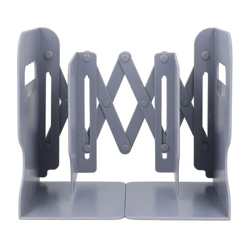 Adjustable Book End PP Retractable Anti Slip Desk Book Holder Organizer for Shelves Home School Office Gray