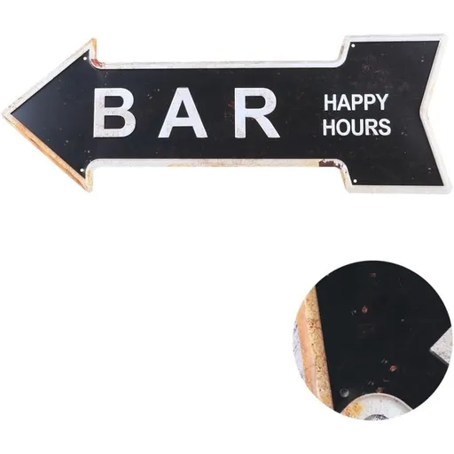 Retro Iron Exit Sign with Arrow Direction, Decorative Wall Plaque for Hotel and Bar Settings