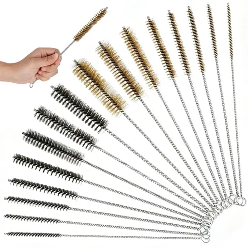 16Pcs Tube Cleaning Brush Brass Stainless Steel Engine Cleaning Brush 11.81 Inch Long Round Wire Pipe Cleaner for Deep Pipe Auto Part Engine Part 8 Sizes