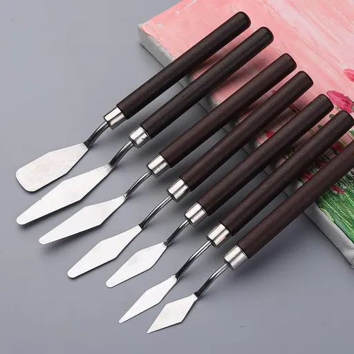 2 Pack Professional Palette Knife Set Painting Stainless Steel Spatula 14 Pieces for Oil Paint Metal Knives Wood Handle,（Red)