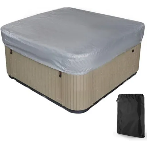 Spa Cover Square Hot Tub Cover Waterproof 190T Polyester Black Gray, 207 x 207 x 30 cm