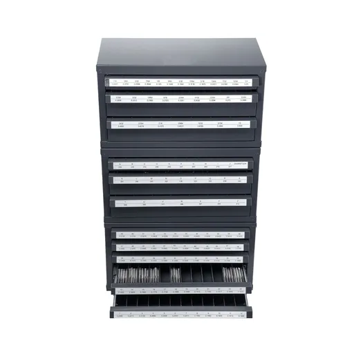 Drill Bit Dispenser Cabinet, 3 Pieces Three-Drawer for 1/16" to 1/2" & Letter Sizes A to Z, Five-Drawer Drill Bit Organizer for Wire Gauge Sizes #1 to #60, Stackable for Drill Bit Storage