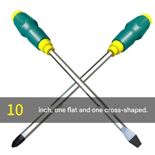 2-piece Green One 10-inch Phillips screwdriver and one 10-inch flathead screwdriver Impact-Resistant Magnetic Screwdriver with Through-Tang Shaft — Chrome Vanadium Steel Bit, Ergonomic Non-Slip Handle — Ideal for Automotive Repair, Machinery Mainten