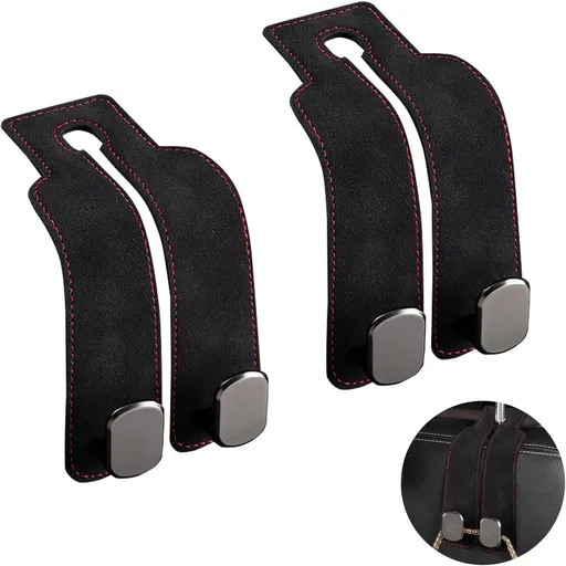 Compatible pcs - 17*4.5*8.5 cm Car Headrest Hooks Multifunctional Leather Seat Organizer Hook for Backrest Interior Accessories For Bags, Purses