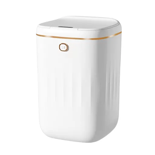 Automatic Trash Can 20L Touchless Sensor Easy Clean PP Waterproof Electric Garbage Bin for Kitchen Bathroom White Golden Battery Free