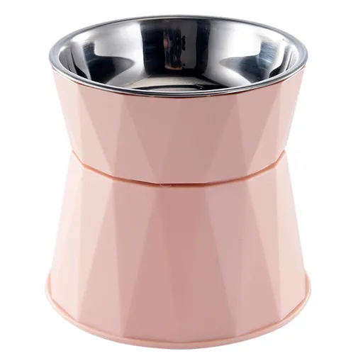 Dog Bowl Raised Cat Food Water Bowls with Detachable Elevated Stand Pet Stainless Steel Feeder Bowl No-Spill Anti Slip Pink