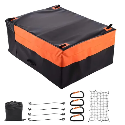 Truck Bed Cargo Bag, Waterproof 840D PVC, 130 x 102 x 55.5 cm (26 Cu. ft), Heavy Duty Cargo Bag for Truck Bed with Bungee Cords, Net and Carabiners, Fits a Variety of SUV & Pickup Trucks