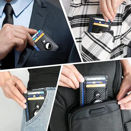 Wallet for Men with Holder, Slim Minimalist Front Pocket Wallet for Blocking Wallet With ID Window (Straw Mat Black)