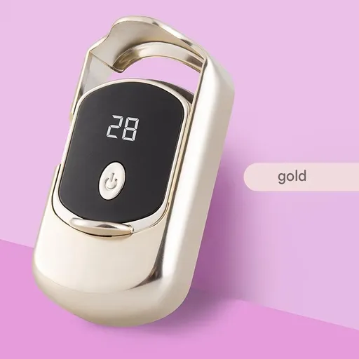 2pc Rechargeable Electric Heated Eyelash Curler - 55C Constant Temperature, LED Display, Gentle Curling(Gold)