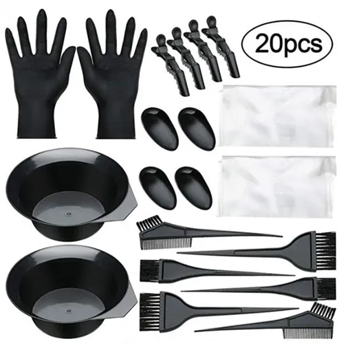 Hair Dye Set - 20-Piece - Paint Brush - Hair Dye Brushes - Brush + Tray + Gloves - Hair Dye Supplies - Hair Dye Starter Kit - Hairdressing Products - Hairdressing Accessories