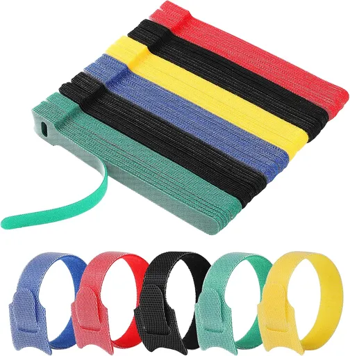 120PCS Reusable Fastening Cable Ties, Adjustable 6-Inch Cord Organizer Ties for Organizing Home Office Tablet Laptop PC Electronics Wire Data Centers 5 Colors