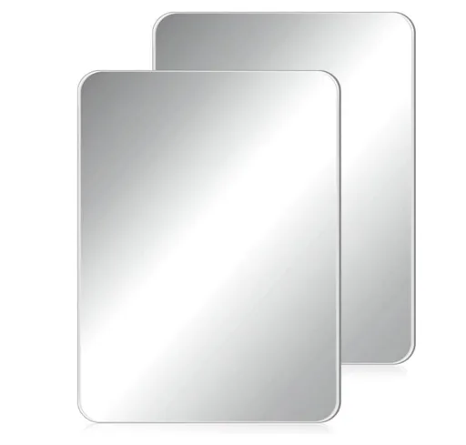 Non-Fragile Acrylic Mirrors 2 Pcs,Unbreakable Frameless Mirrors,Non-Fragile Small Mirrors,Locker Mirrors with Strong Magnetic Support,Scratch-Proof Mirrors for School Office Bathroom