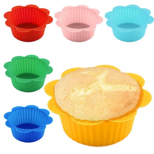 6 Pcs Silicone Muffin Liners , Reusable Cupcake Liners for Steel Muffin Pan, Non-Stick Baking Cups for Bakeware Baking Pan