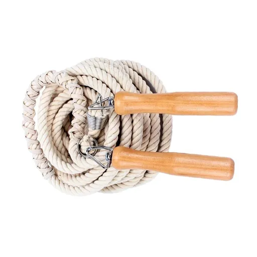 Wooden Handle Long Jump Rope, Adjustable Cotton Twine Skipping Rope for Team Games, School Sports, Playground Activities & Fitness - 20m