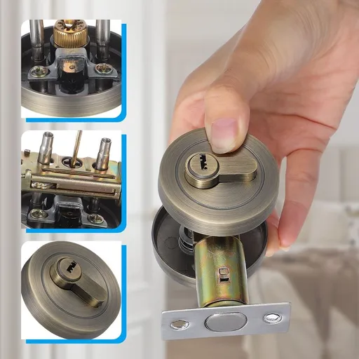 Heavy Duty Golden Deadbolt Lock Single Cylinder Keyed Entry for Door