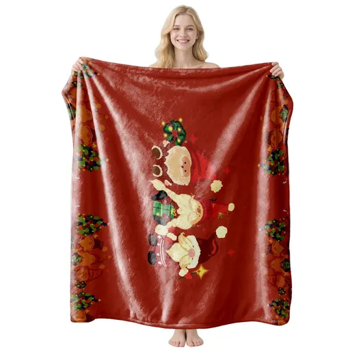 Ornamental Festive Flannel Throw Blanket, Cozy Nap Cover, Perfect Gift For Christmas & Halloween Room Decoration, Style FLR‑198, Size L, 130x150cm