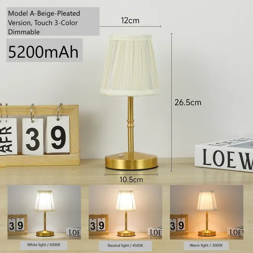 5200mAh Gold E1 Classic Fabric Lamp | Christmas Classic Bedroom Gift