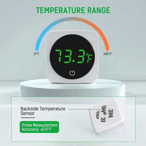 Digital Aquarium Thermometer, High Accurate to ±0.9°F, Touch & Sleep Mode, Thermometer with Temperature Sensor on The Back for Fish