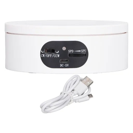 Rotating Display Stand 5.5lb Load Capacity 360 Degree Photography Turntable Plug in Battery Knob Speed Control White 12cm/4.7in