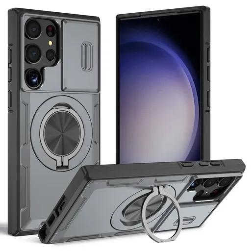 2-in-1 Magnetic Sliding Lens Case, Grey for Samsung S23Ultra