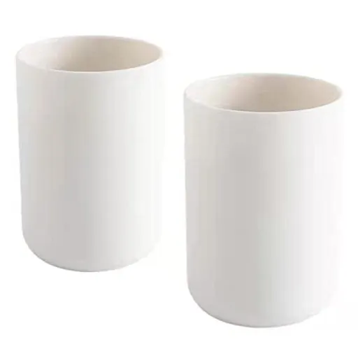 2 pieces Bathroom Tumbler, Unbreakable Dishwasher Safe Drink Cup 300ml, All plastic cups are made (white&white)