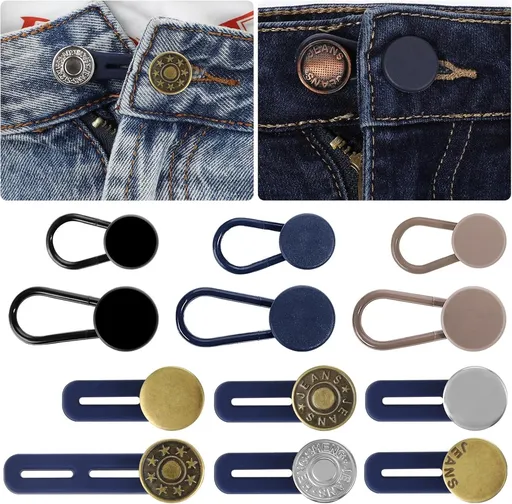 Buttonhole Extender - 12 Pieces - Trouser Expander - 15-17 MM - Silicone - Jeans Trouser Expander - Button Expander - Trouser Buttonhole Extender - Jeans Buttons - Trouser Elastic - Trouser Widening Button - Maternity Trouser Expander - Buttonhole El