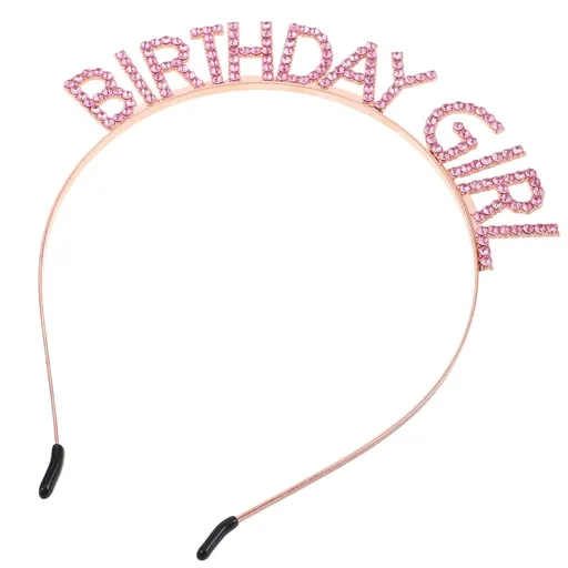 Birthday tiara Headband in Pink with Sparkling Rhinestones for Party and Celebration