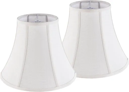 Creme White Bell Lamp Shades Set of 2 Medium Shade 6.7``Top x 13``Bottom x 10``High(Spider) Traditional Lampshade for Table & Bedside Lamp - Replacement Lampshades By