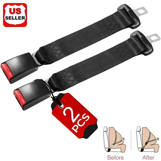 2 Pack 10.2-inch Seat Belt Extender for Cars Universal Seat Belt Car Extension Up (7/8" Tongue Width)