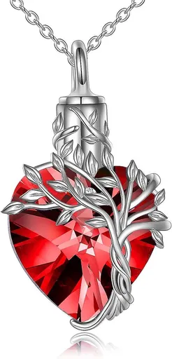 Heart Tree Of Life Urn Necklace For Ashes Sterling Silver Cremation Jewelry With Crystal W/funnel Filler Memorial Jewelry Gifts For Women Girls