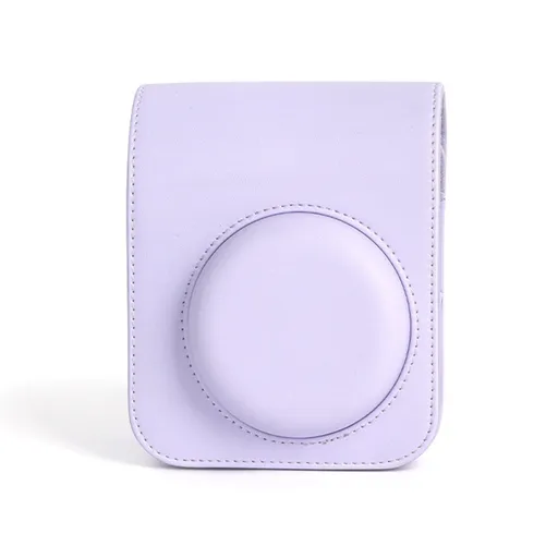 For Instax Mini 12 Camera Case PU Leather Soft Silicone Cover Bag for Fujifilm Polaroid Film Camera Bag w/Shoulder Strap Iris purple