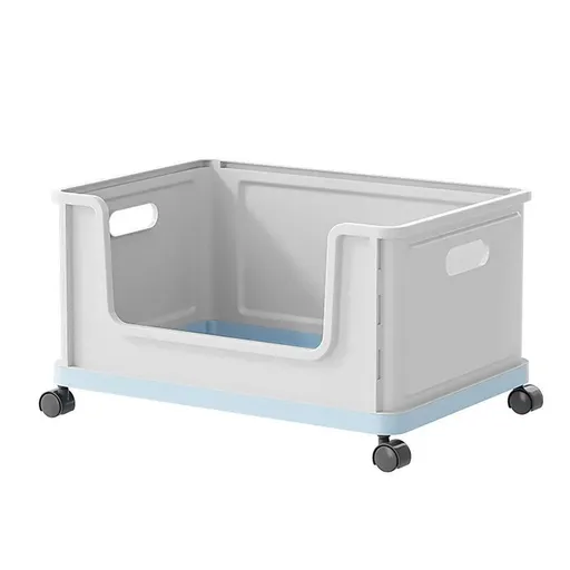 Under Desk Book Storage Box with Wheels Movable Classroom Student Organiser Rack - Blue