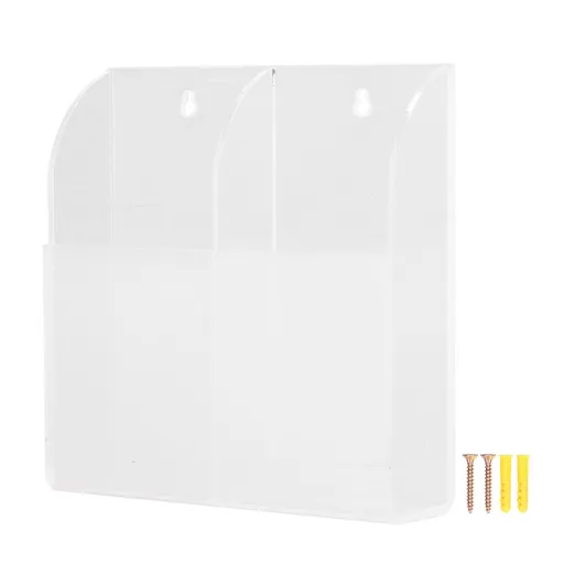 Acrylic Remote Control Holder Simple Wall Mount Media Organizer Transparent Cosmetics Stand2 Cell