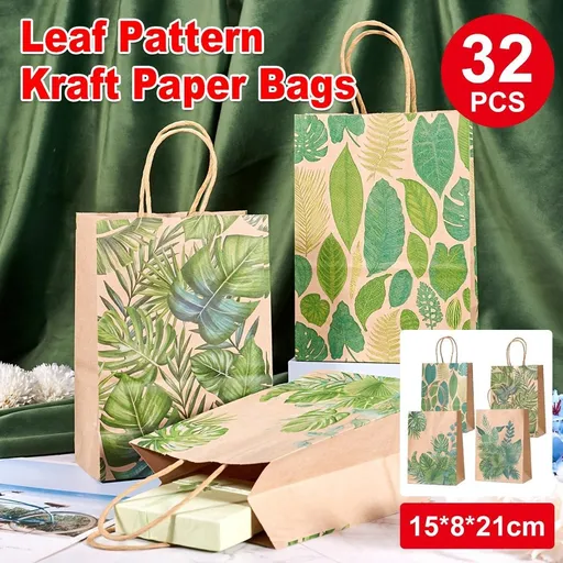 32Pcs Party Paper Bags Tote Bags Printed Gift Bags for Shopping Packaging Use