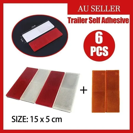 6 X Red Amber White Trailer Reflectors 15 X 5 Cm Self Adhesive Reflector Caravan