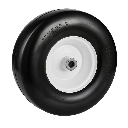 Lawn Mower Tires with Rim, 13x5-6" Tubeless Tractor Tires, 2-Pack Tire and Wheel Assembly, Flat-free PU Tires, 3.25"-5.9" Centered Hub, 3/4" Bushing Size, 20 PCS Adapter for Lawn Mowers Tractors
