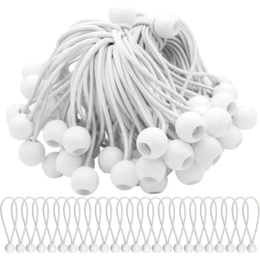Elastic Rubber Straps with Balls for Marquees Tents Banners Tarpaulins 50 Pack