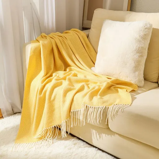 Acrylic Sofa Blanket Dong Xuan 127x172cm Turmeric 127*172cm (including tassels) 500 grams